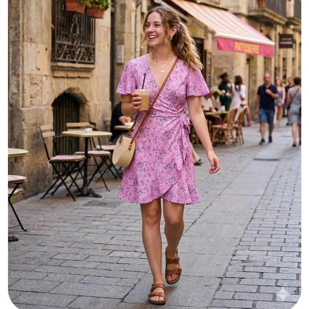 Vero Moda Pink Floral Mini Dress - Picture 1 of 7